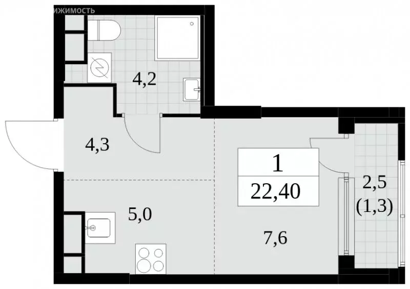 Квартира-студия: Москва, Бартеневская улица, 16 (22.4 м) - Фото 0