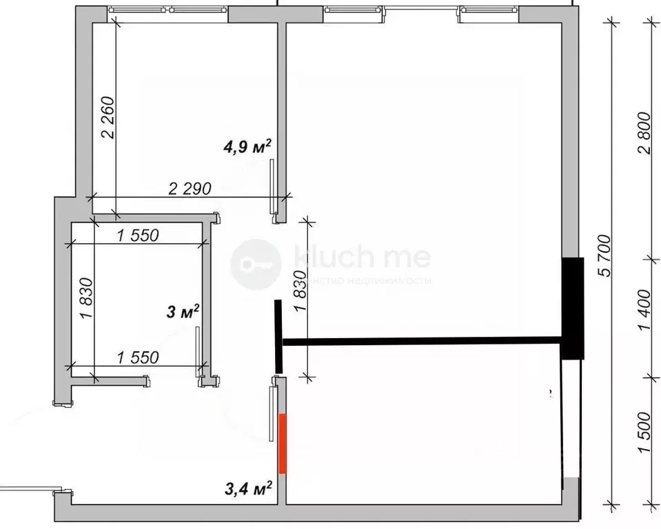 2-к кв. Татарстан, Казань ул. Чкалова, 15 (32.0 м) - Фото 1