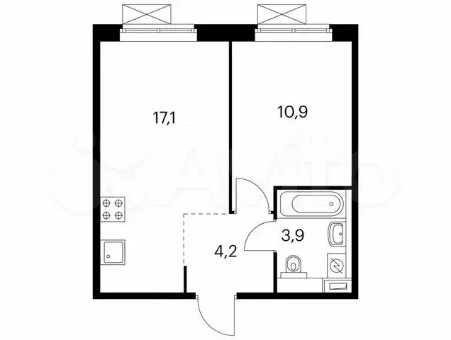 1-к. квартира, 36,2 м, 5/9 эт. - Фото 0