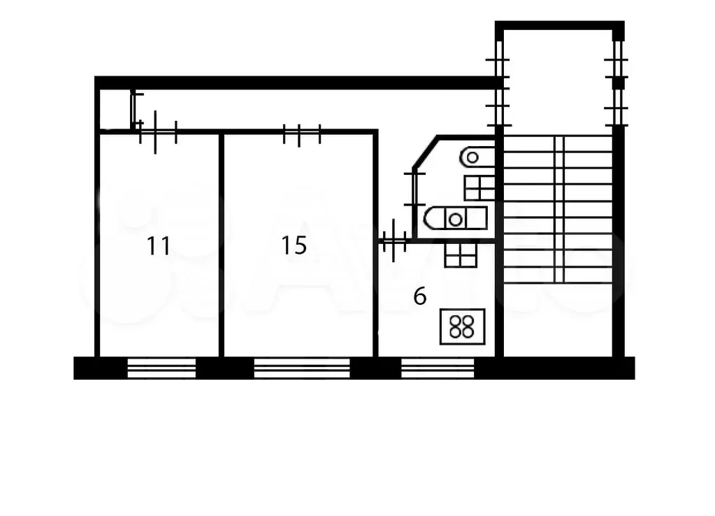 2-к. квартира, 44,5 м, 5/5 эт. - Фото 0