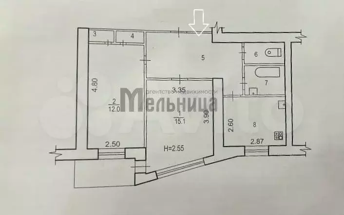 2-к. квартира, 49 м, 4/9 эт. - Фото 0