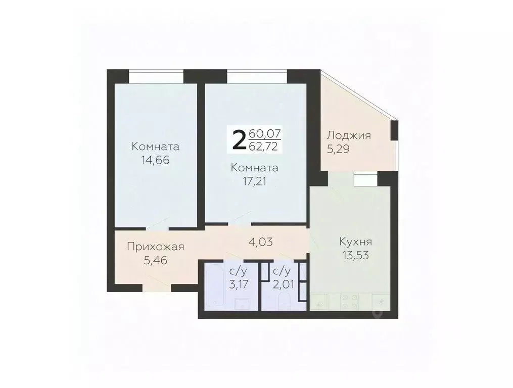 2-к кв. Орловская область, Орел ул. Панчука, 83Б (62.72 м) - Фото 0