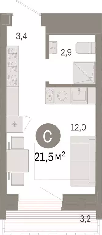 Квартира-студия: Тюмень, Причальная улица, 7 (21.5 м) - Фото 1