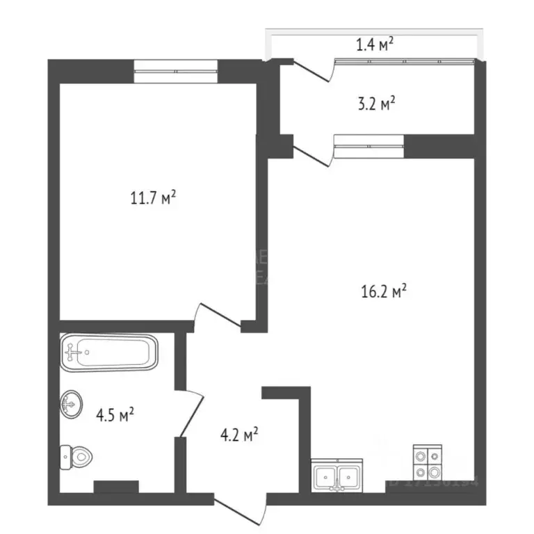 1-к кв. Тюменская область, Тюмень ул. Николая Глебова, 3 (37.0 м) - Фото 1