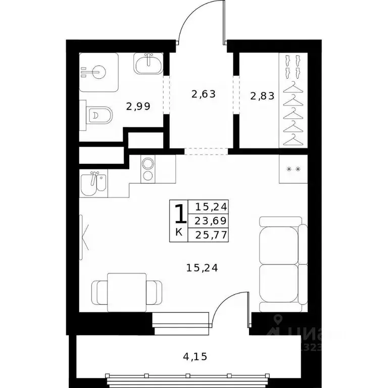 Студия Нижегородская область, Нижний Новгород Ленгородок мкр, Мед ... - Фото 1