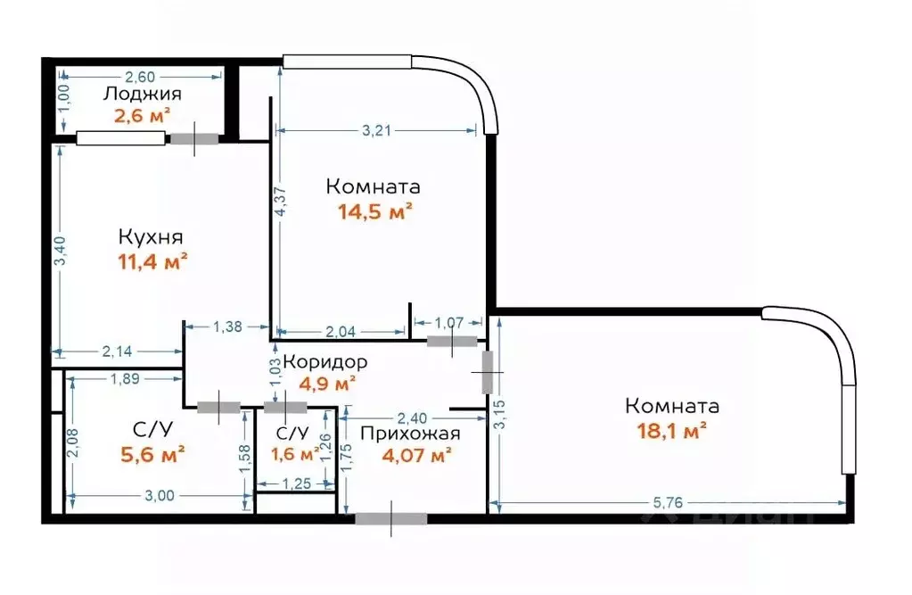 2-к кв. Москва ул. Вильгельма Пика, 1к2 (63.9 м) - Фото 2