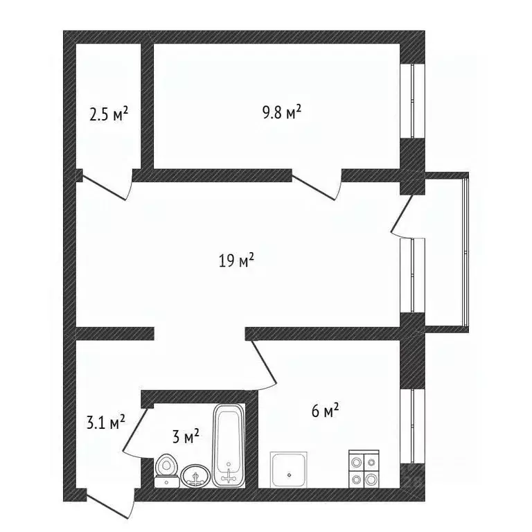 2-к кв. Нижегородская область, Нижний Новгород Батумская ул., 1А (43.4 ... - Фото 2