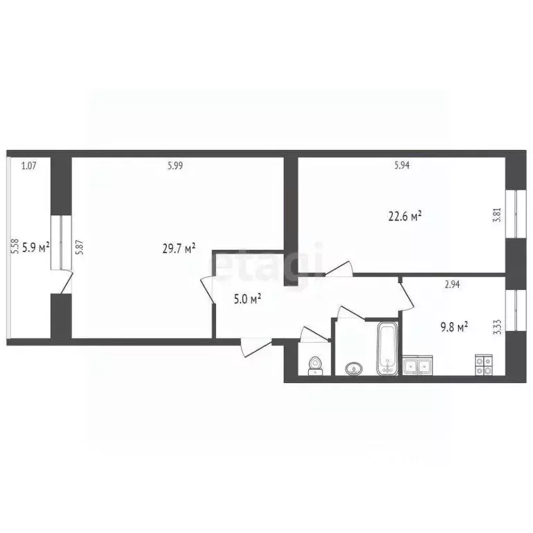 2-к кв. Вологодская область, Вологда Благовещенская ул., 65 (76.4 м) - Фото 1