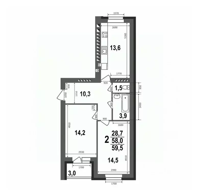 2-к кв. Владимирская область, Ковров ул. 9 Мая, 6 (59.5 м) - Фото 0