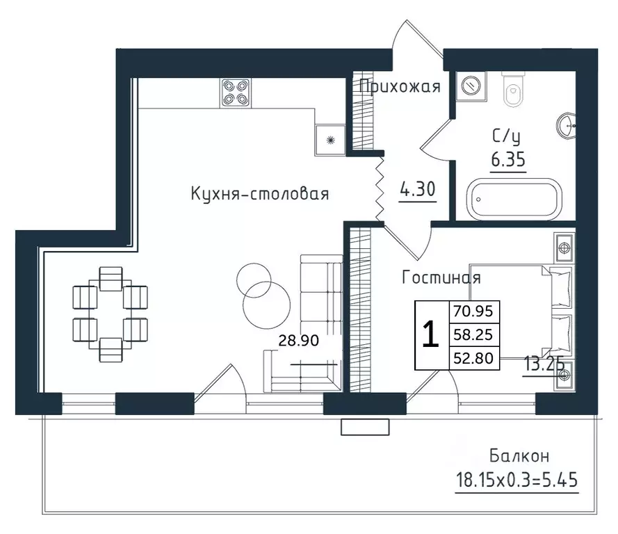 1-к кв. Калининградская область, Янтарный пгт  (70.95 м) - Фото 0