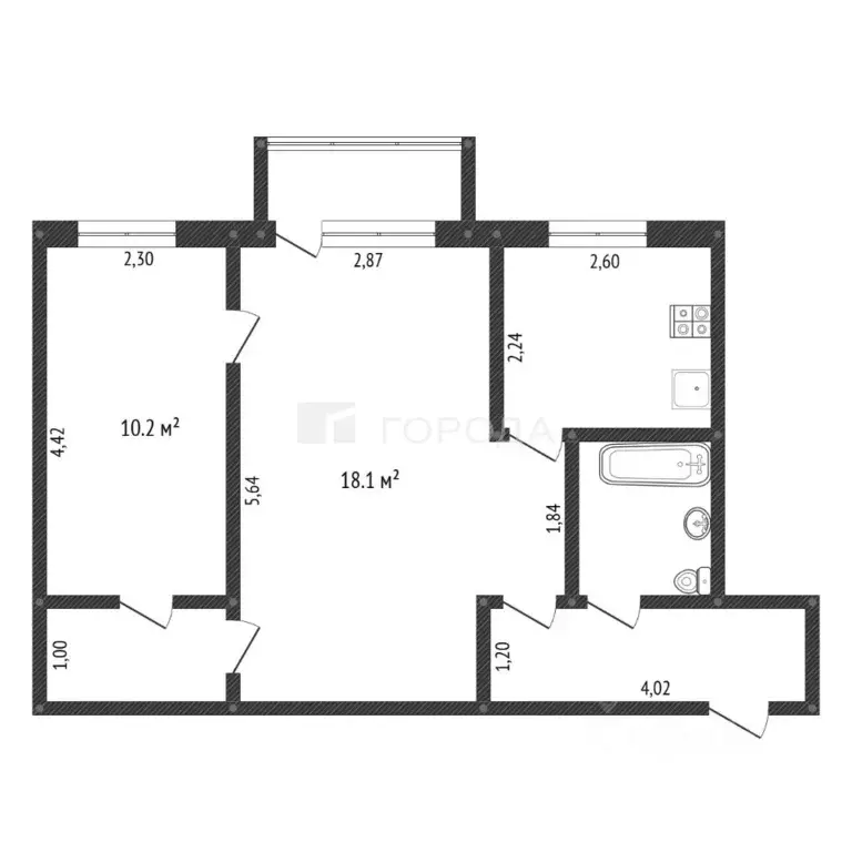2-к кв. Кемеровская область, Новокузнецк Фестивальная ул., 18 (44.6 м) - Фото 1