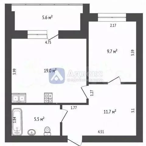 1-к кв. Тюменская область, Тюмень Широтная ул., 209 (46.4 м) - Фото 2