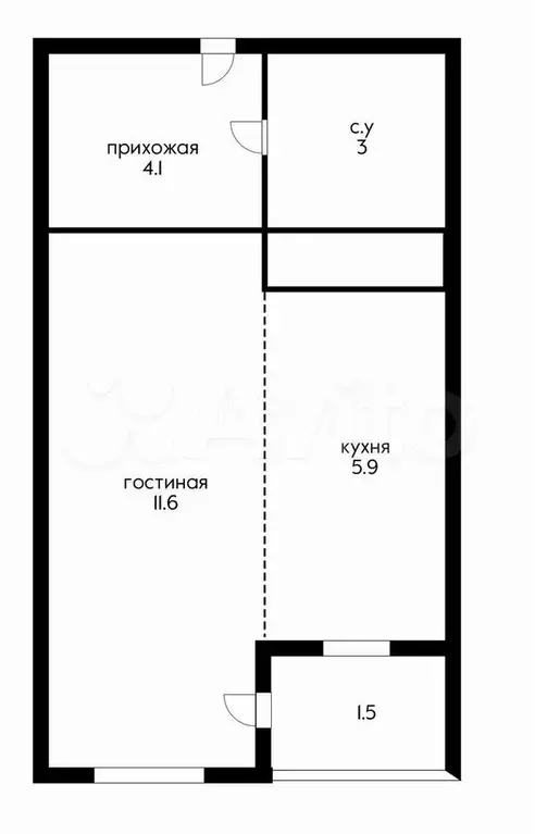 Квартира-студия, 24,6 м, 3/3 эт. - Фото 0