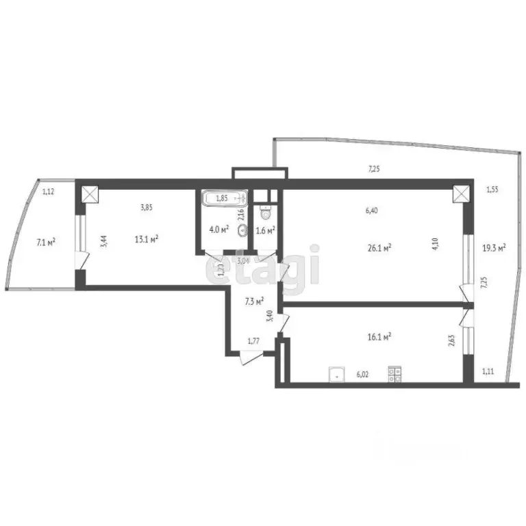 2-к кв. Ростовская область, Ростов-на-Дону Очаковская ул., 39 (70.0 м) - Фото 2