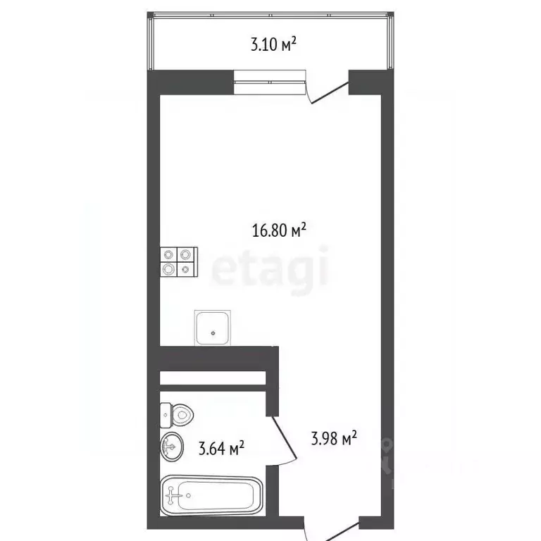 Студия Тюменская область, Тюмень ул. Вице-адмирала Воронцова, 5 (24.5 ... - Фото 1