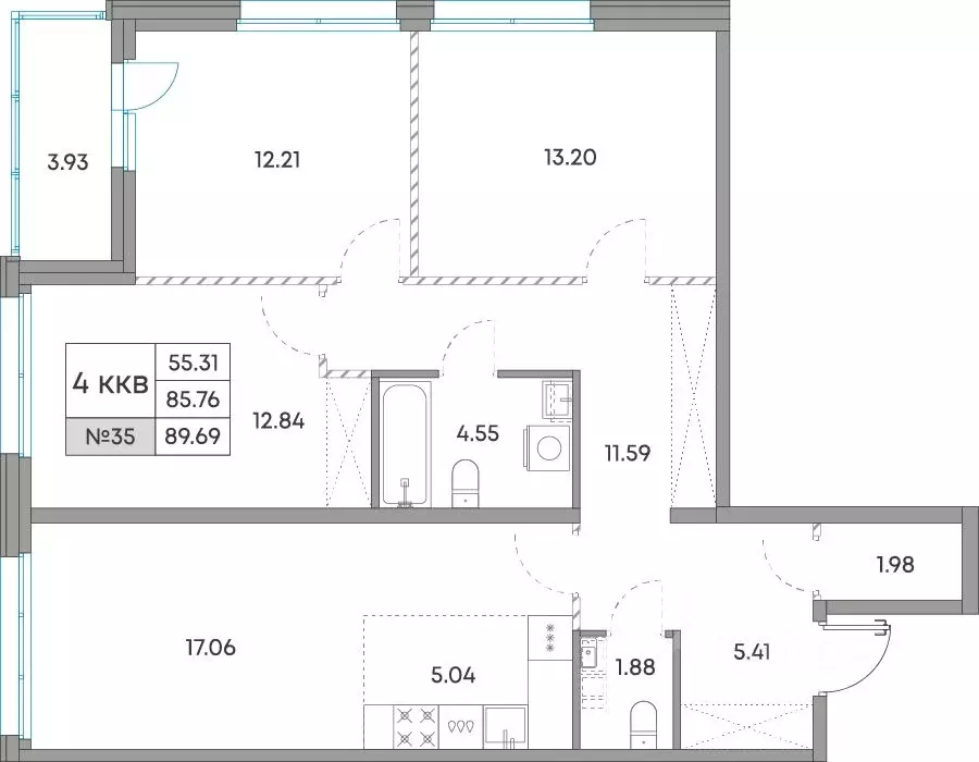 4-к кв. Карелия, Петрозаводск Александровский Завод тер.,  (89.69 м) - Фото 1