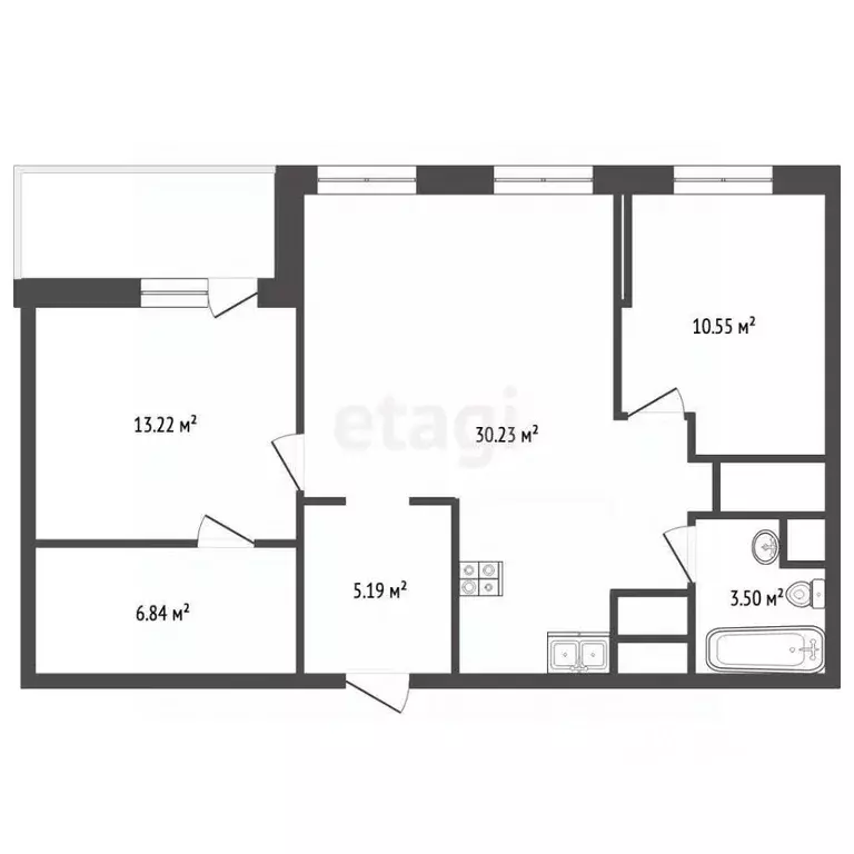 3-к кв. Москва ул. Адмирала Лазарева, 63 (69.0 м) - Фото 2