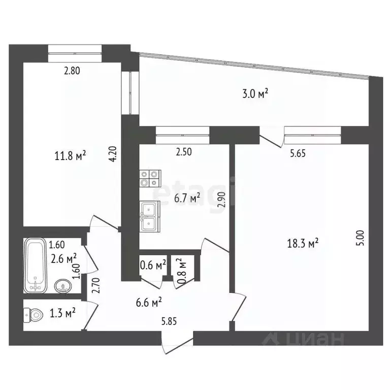 2-к кв. Мордовия, Саранск ул. Степана Разина, 42 (48.1 м) - Фото 2