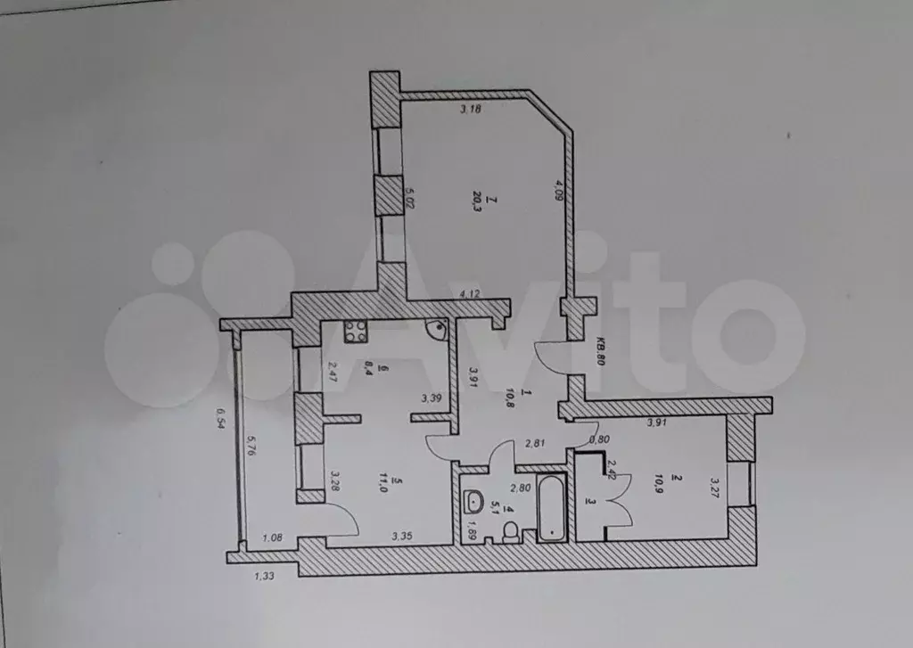 3-к. квартира, 70,1 м, 3/5 эт. - Фото 0