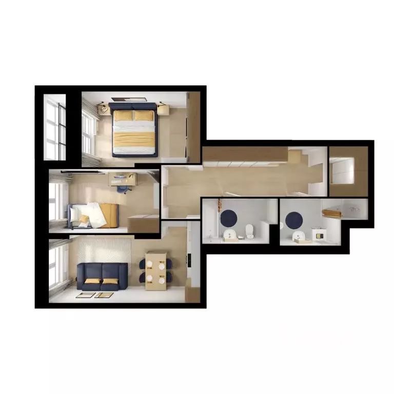 2-к кв. Ярославская область, Ярославль Волга Парк жилой комплекс (68.0 ... - Фото 2