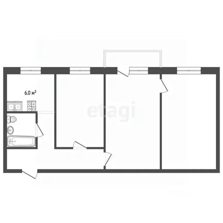 3-к кв. Татарстан, Альметьевск ул. Заслонова, 3 (57.0 м) - Фото 0