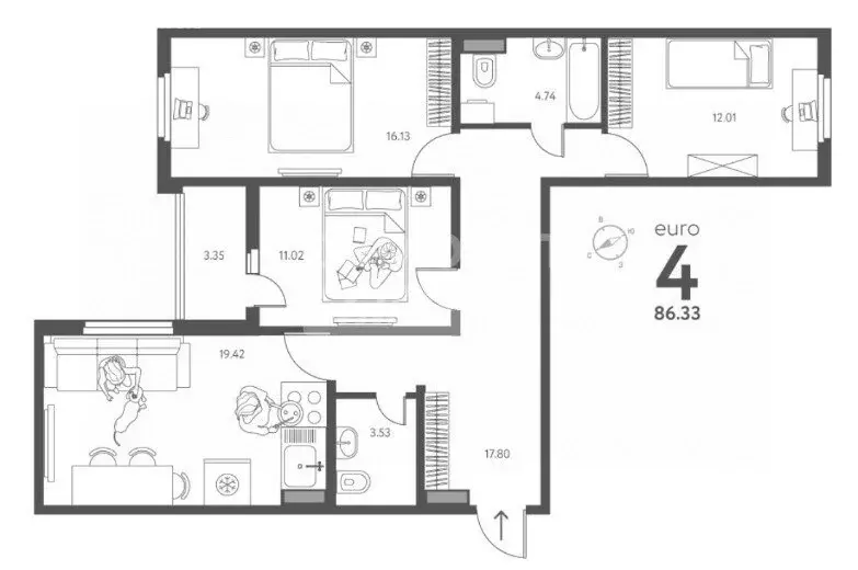 3-комнатная квартира: Липецк, улица Перова, 2Д (86.33 м) - Фото 0