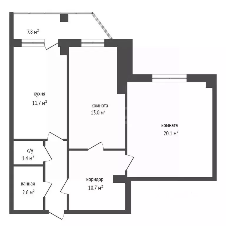 2-к кв. Красноярский край, Красноярск ул. Шахтеров, 38 (58.9 м) - Фото 1