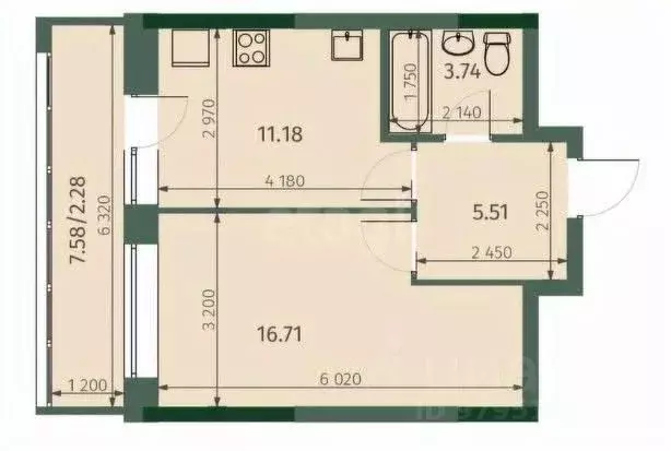 1-к кв. Татарстан, Казань Бухарская ул., 32к3 (39.0 м) - Фото 2