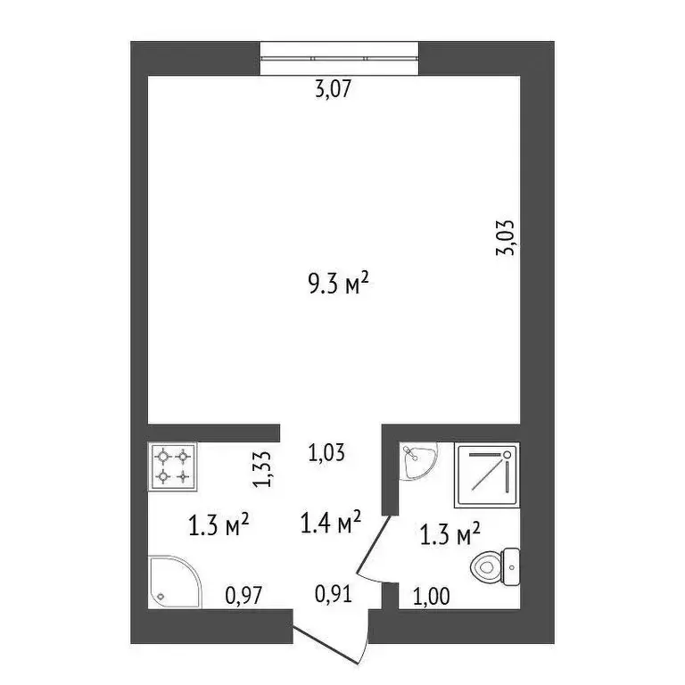 Квартира-студия: Дмитриевка, Юбилейная улица, 2 (15 м) - Фото 1