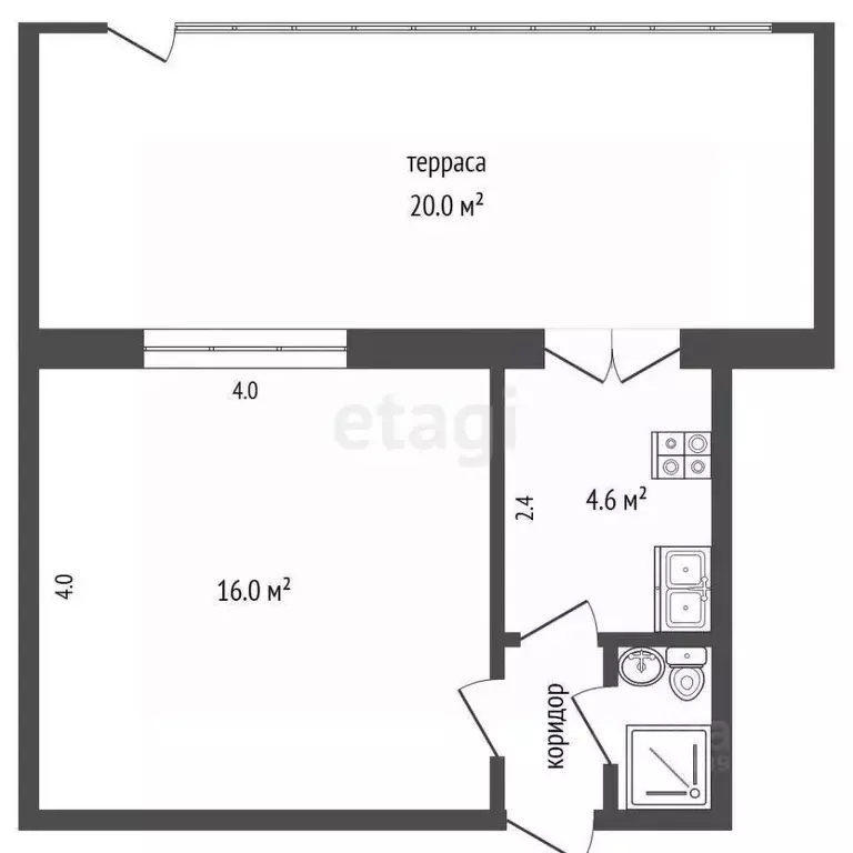 1-к кв. Крым, Ялта ул. Весенняя, 2 (23.5 м) - Фото 1