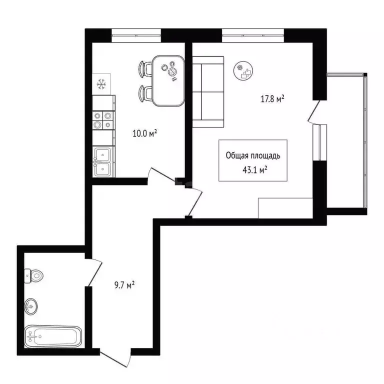 1-к кв. Новосибирская область, Новосибирск ул. Серебряные Ключи, 6 ... - Фото 2