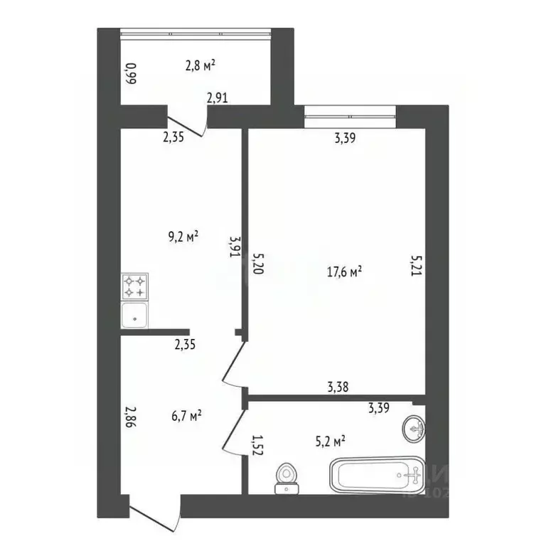 1-к кв. Башкортостан, Уфа ул. Менделеева, 128к1 (41.5 м) - Фото 2