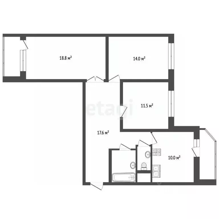 3-к кв. Московская область, Люберцы Красная Горка мкр, просп. ... - Фото 2