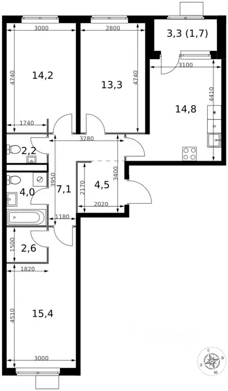 3-к кв. Московская область, Химки Клязьма-Старбеево мкр, Международный ... - Фото 1