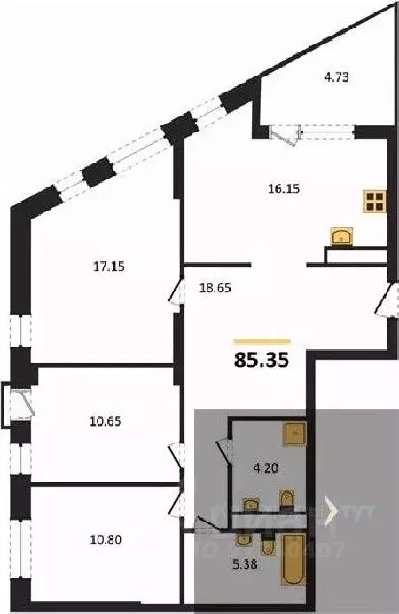 3-к кв. Воронежская область, Воронеж наб. Чуева, 7 (85.35 м) - Фото 0