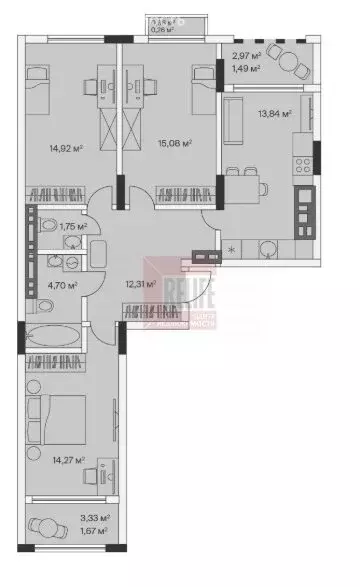 3-комнатная квартира: посёлок Малое Исаково, Первая улица, 1к4 (81.1 ... - Фото 1