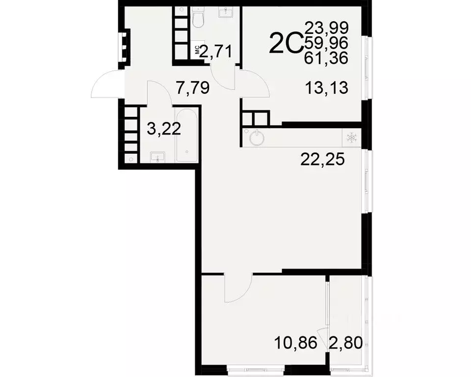 2-к кв. Рязанская область, Рязань ул. Бирюзова (59.96 м) - Фото 0