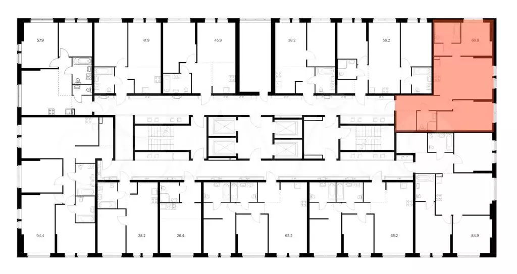 2-к. квартира, 67,5 м, 3/32 эт. - Фото 1