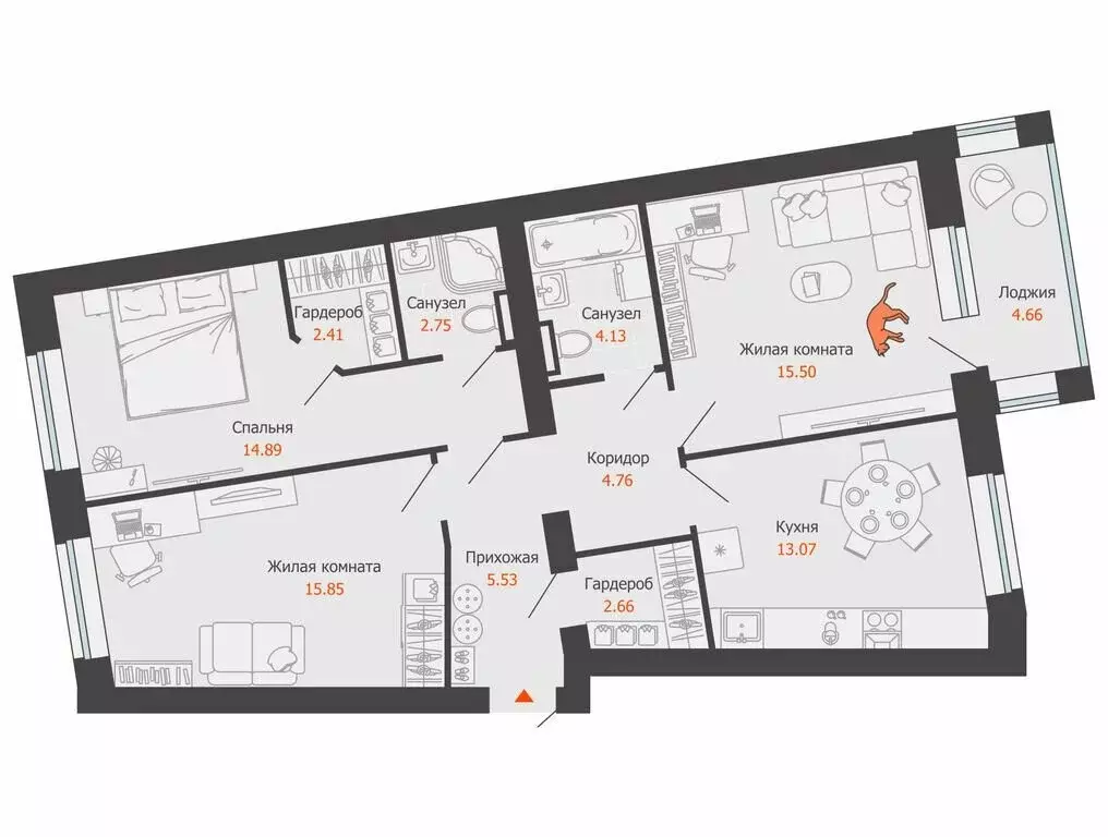3-комнатная квартира: Киров, улица Дмитрия Козулева, 8 (84 м) - Фото 0