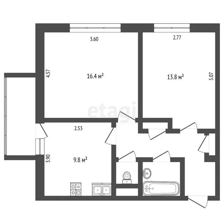 2-комнатная квартира: Москва, улица Артамонова, 16к1 (53.6 м) - Фото 0