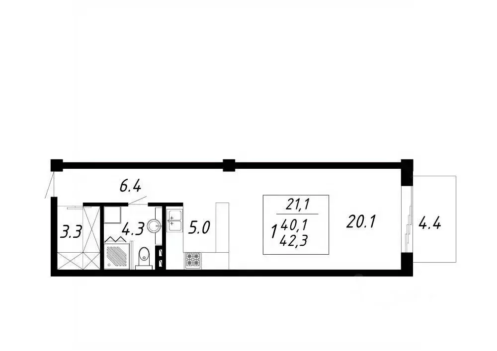 1-к кв. Ставропольский край, Ессентуки Озеро жилой комплекс (42.3 м) - Фото 1