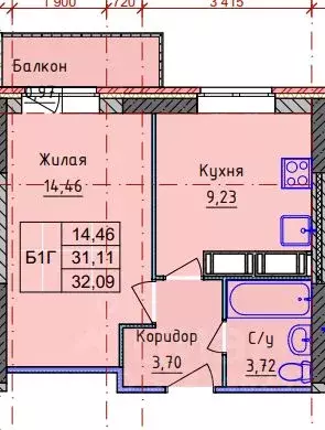 1-к кв. Ярославская область, Ярославль ул. Пашуковская, 9к2 (32.09 м) - Фото 0
