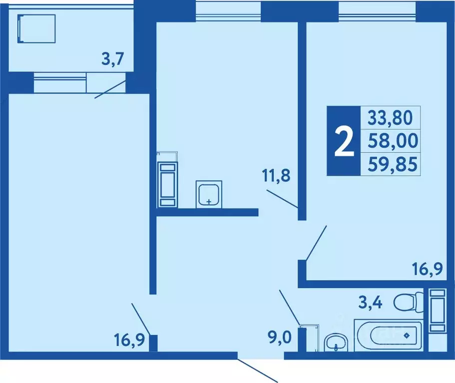 2-к кв. Башкортостан, Уфа Дема жилрайон, Новая Дема жилой комплекс ... - Фото 0