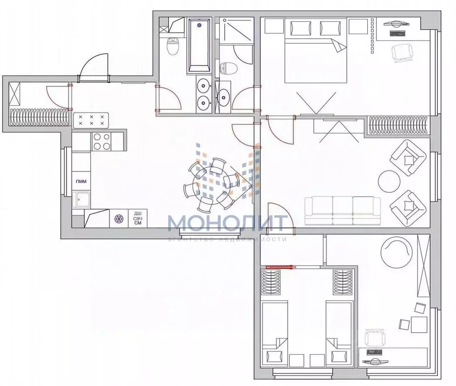 4-к кв. Московская область, Одинцово Можайское ш., 122 (91.0 м) - Фото 2
