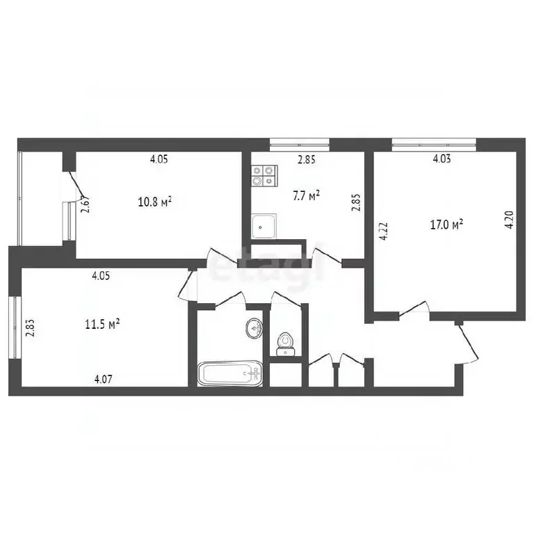 3-к кв. Москва ул. Корнейчука, 37 (64.2 м) - Фото 1