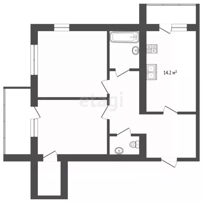 2-к кв. Марий Эл, Медведево городское поселение, Медведево пгт ул. ... - Фото 2