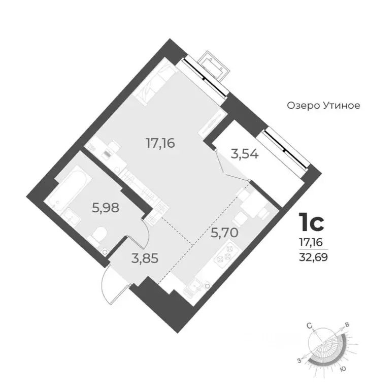Студия Новосибирская область, Новосибирск ул. Лобачевского, 51/2 (35.0 ... - Фото 1
