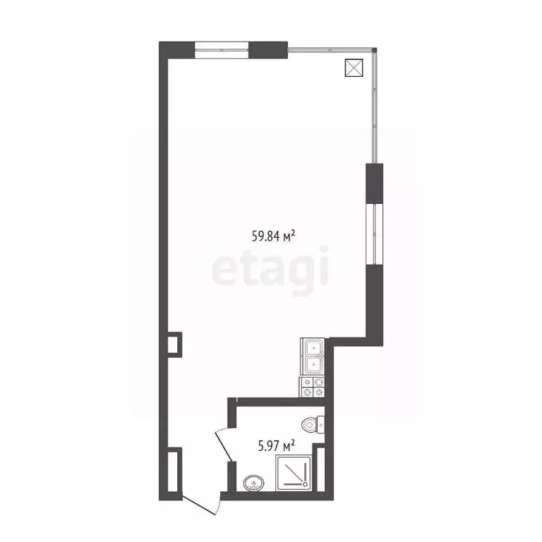 1-к кв. Тюменская область, Тюмень ул. Сакко, 24 (66.0 м) - Фото 1
