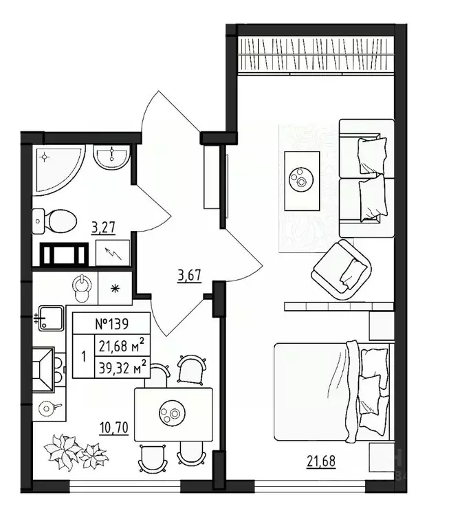 1-к кв. Ленинградская область, Гатчинский муниципальный округ, д. ... - Фото 1