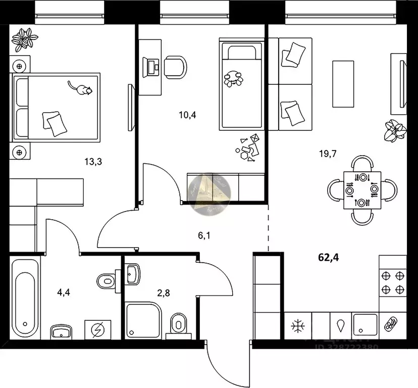 2-к кв. Санкт-Петербург Галерный проезд, 1К2 (62.4 м) - Фото 2